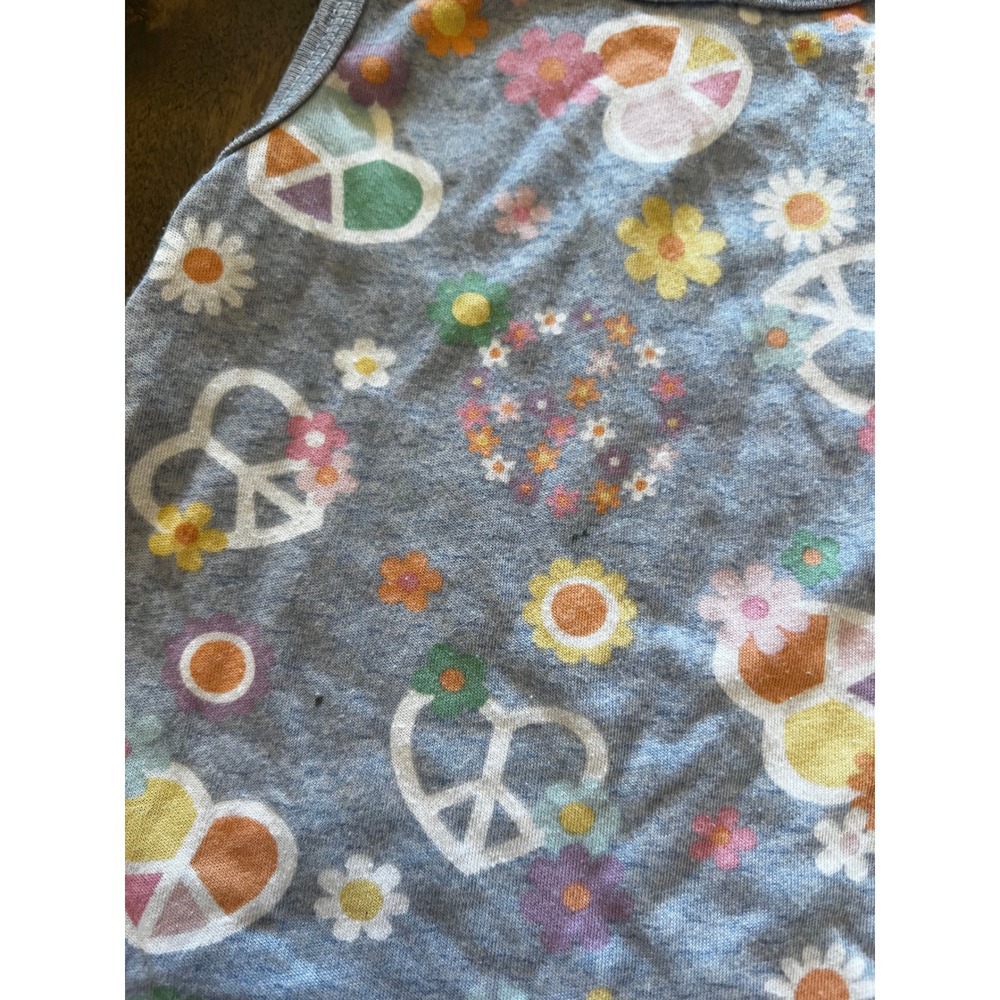Garanimals Baby Girls Gray Peace Sign Floral Heart Tank Top Shirt 18 Months - Picture 2 of 3